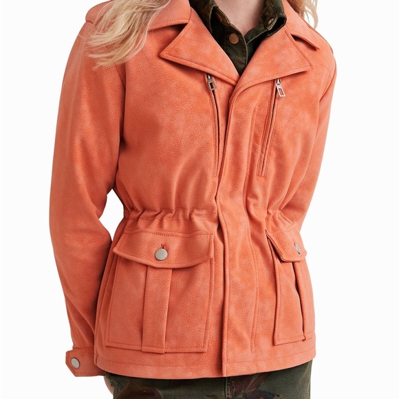 Desigual Straight Multi Pocket Jacket, Salmon, Size Small - Picture 3 of 10